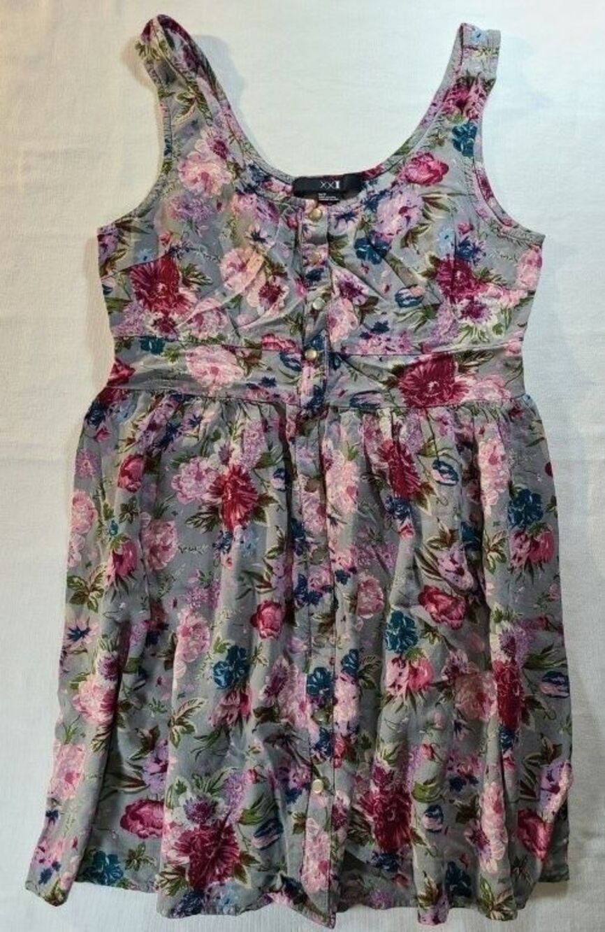 Forever 21 Floral Dress Small Petite Sleeveless Smocked Waist Summer Boho